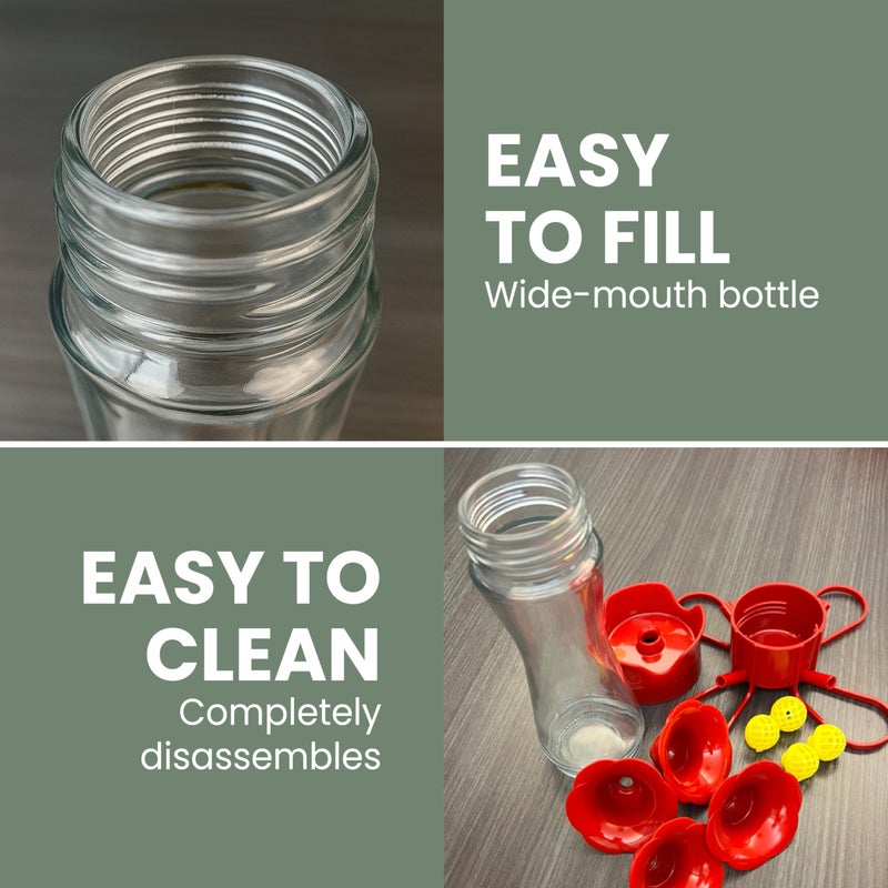 Perky-Pet 203CPBN-2 Glass Hummingbird Feeders for Outdoors with Perches, Ant Moat, Bee Guards - Pack of 2 - Image 5